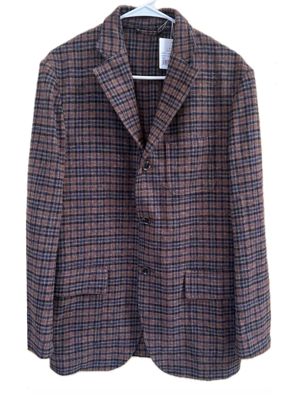 J.Press Brown Check Cotton Tweed 3 Button Sport Coat Blazer Size 40 NWT